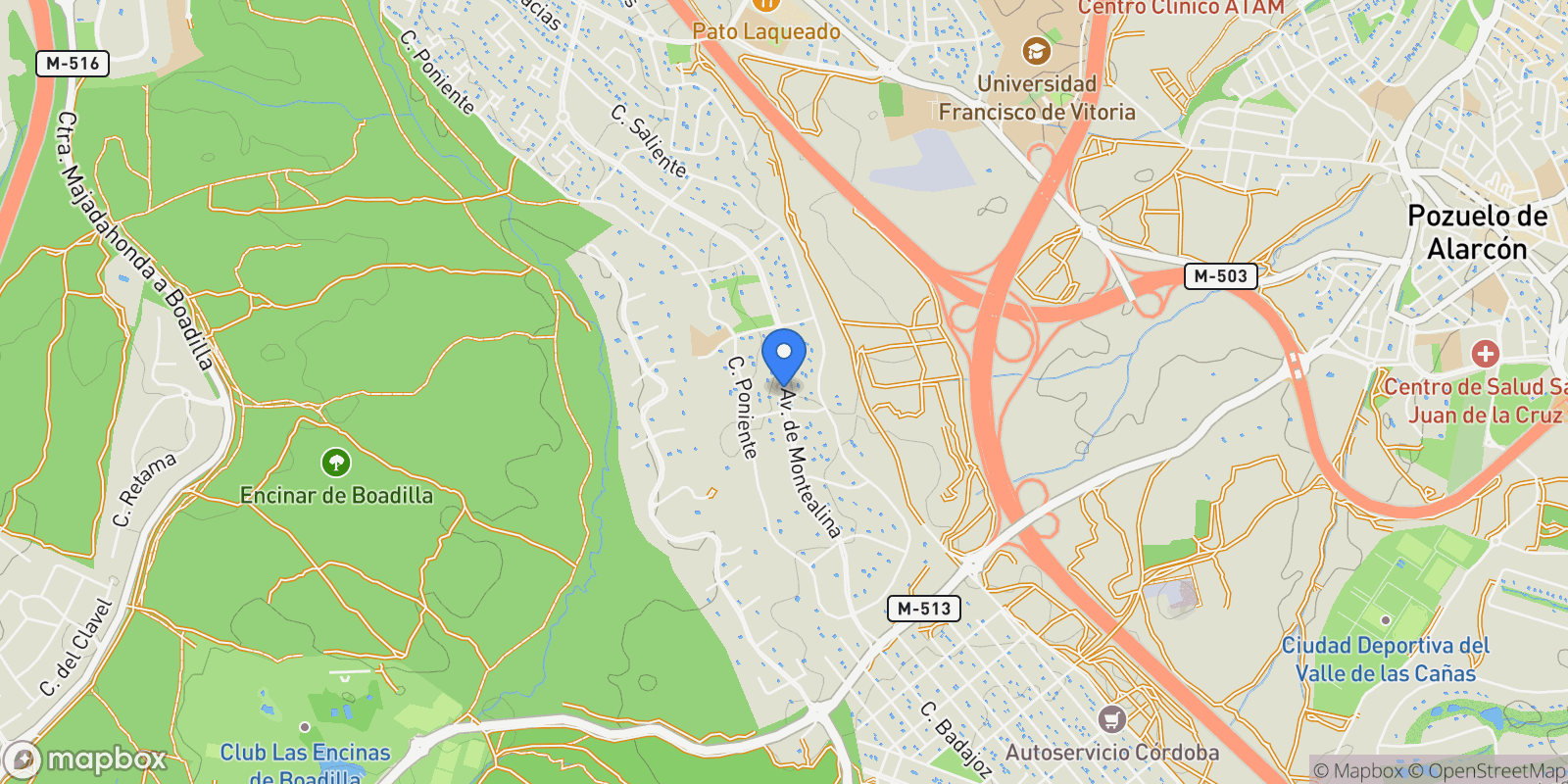 Map showing Monte Alina,  Pozuelo De Alarcón,  Urb. Montealina, Pozuelo de Alarcon, Community of Madrid, Spain.