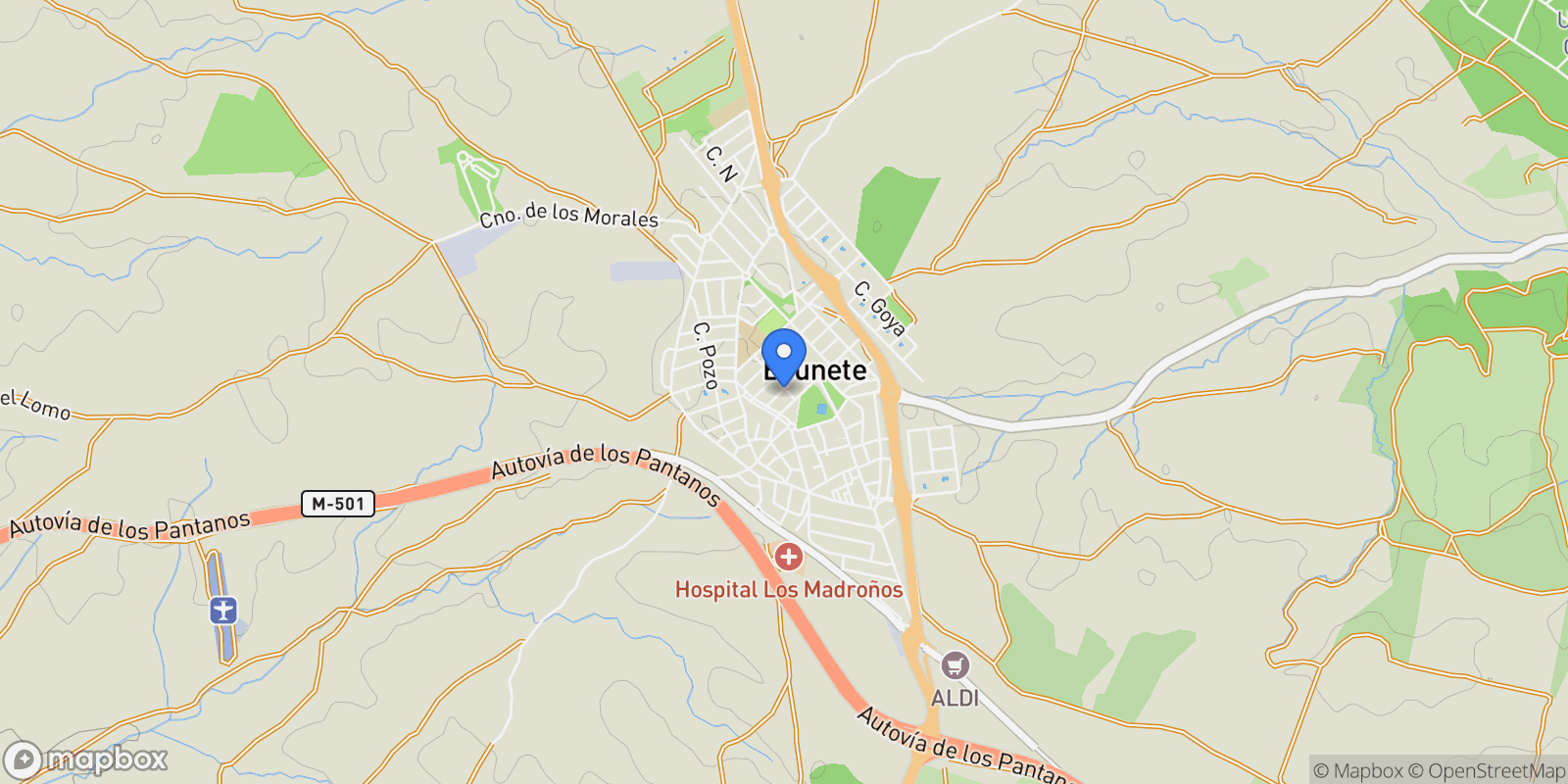 Map showing Manzana PA U-INT-8 2a Ensanche sur,  Brunete, Brunete, Community of Madrid, Spain.