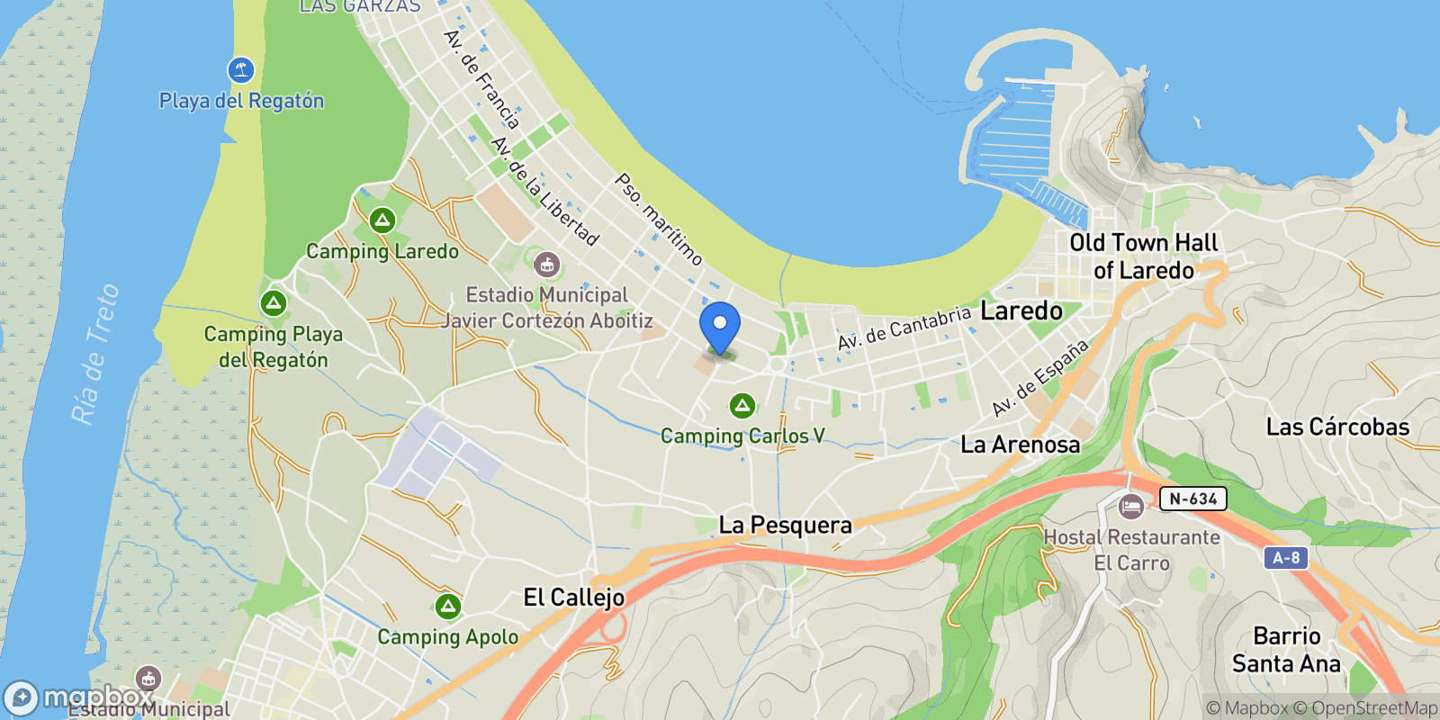 Map showing Laredo, Cantabria, Spain.
