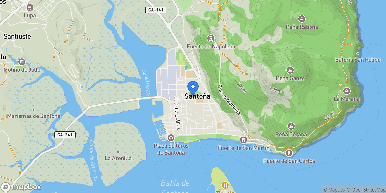 Map showing Santona, Cantabria, Spain.