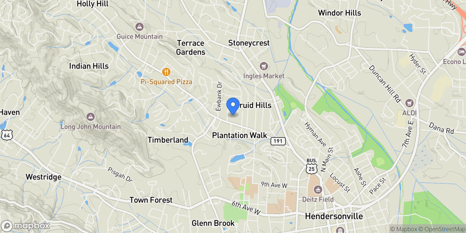 Map showing 1740 Haywood Road, Hendersonville, NC 28791, Hendersonville, North Carolina, United States.
