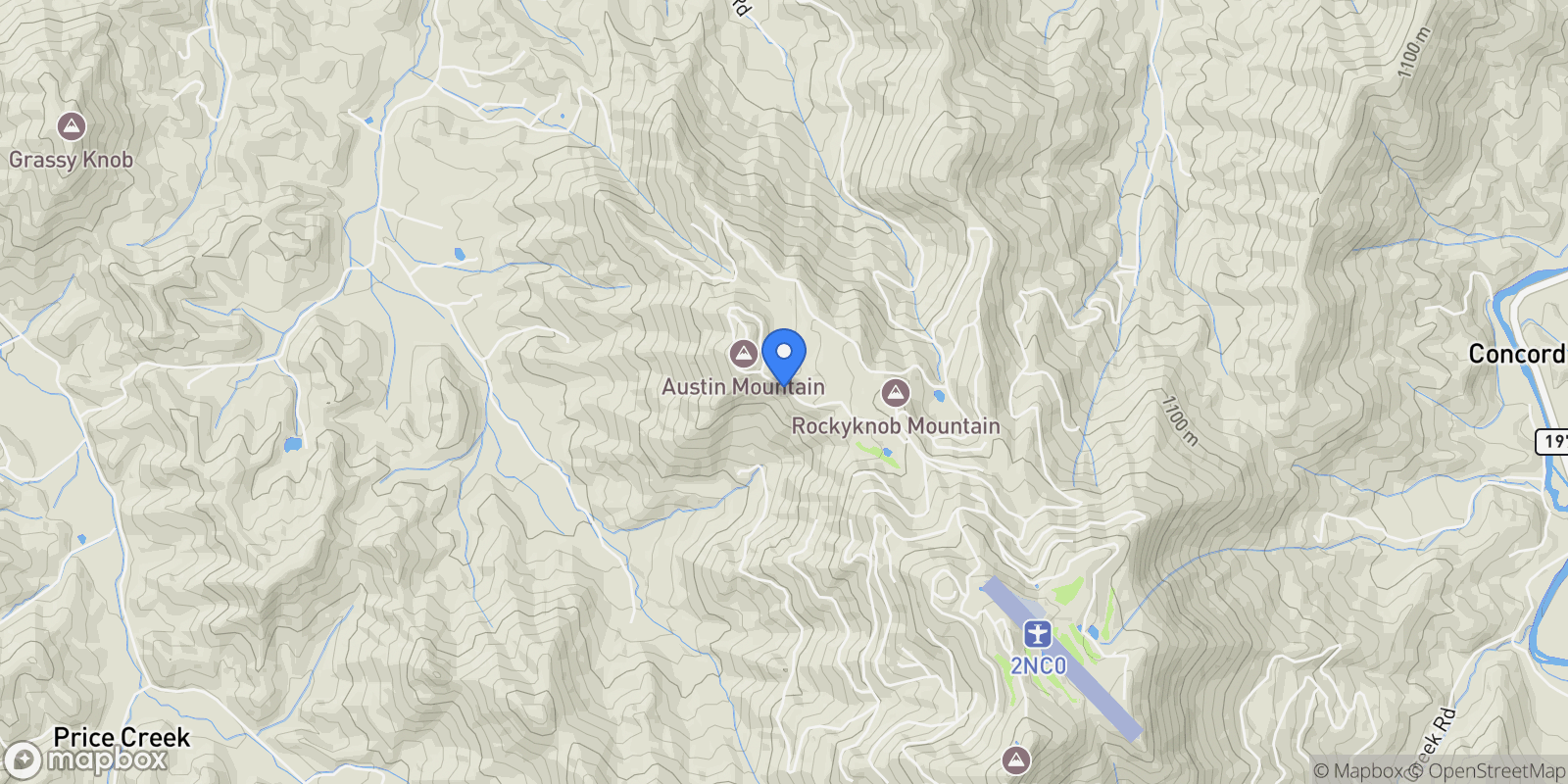 Map showing 296 Austin Mountain Drive, Burnsville, NC 28714, 28714, North Carolina, United States.