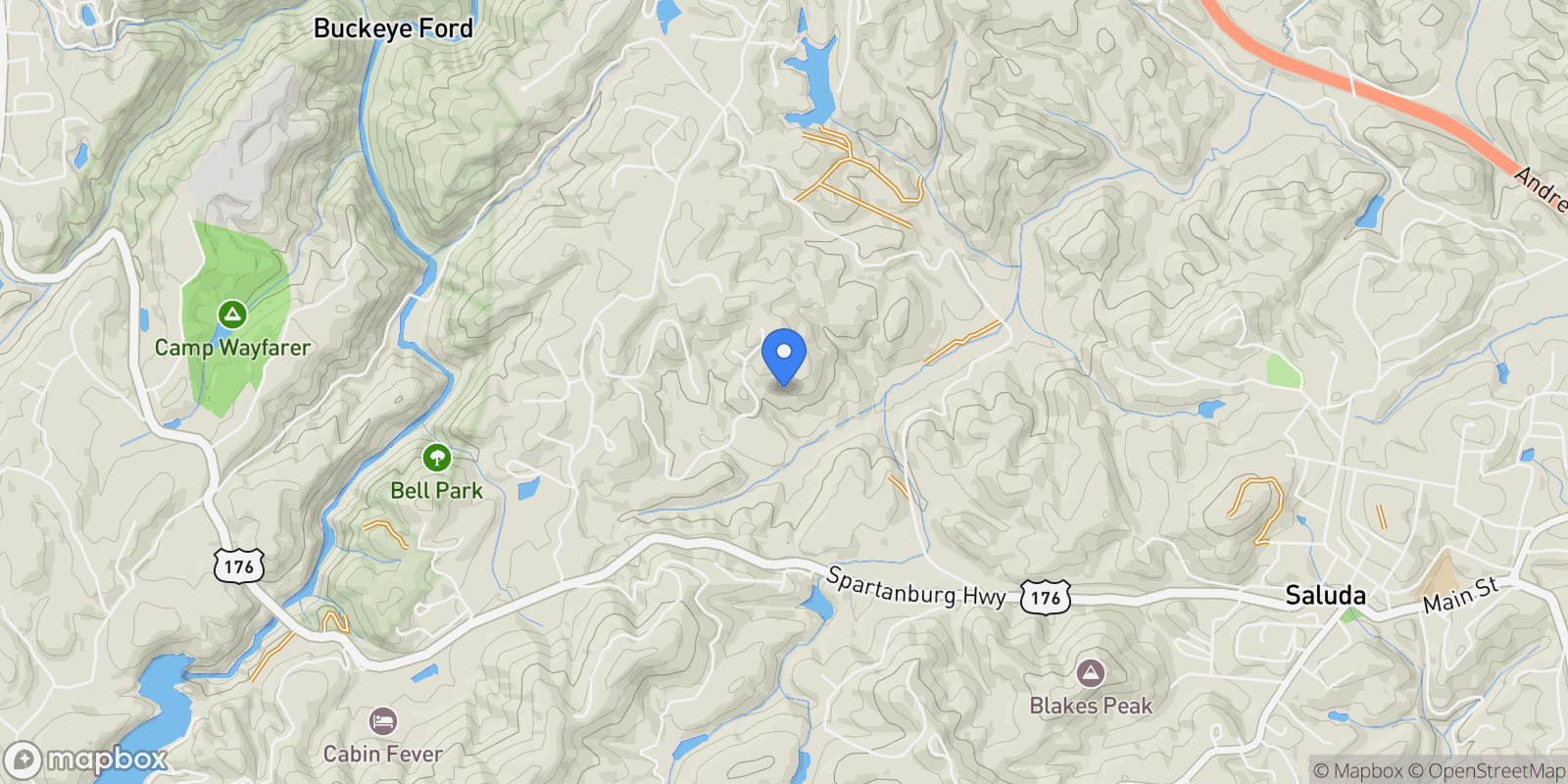 Map showing 930 Big Raven Lane, Saluda, NC 28773, Saluda, North Carolina, United States.