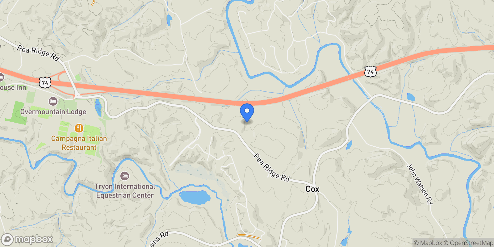 Map showing 99999 Pea Ridge Road, Mill Spring, NC 28756, Tryon, North Carolina, United States.