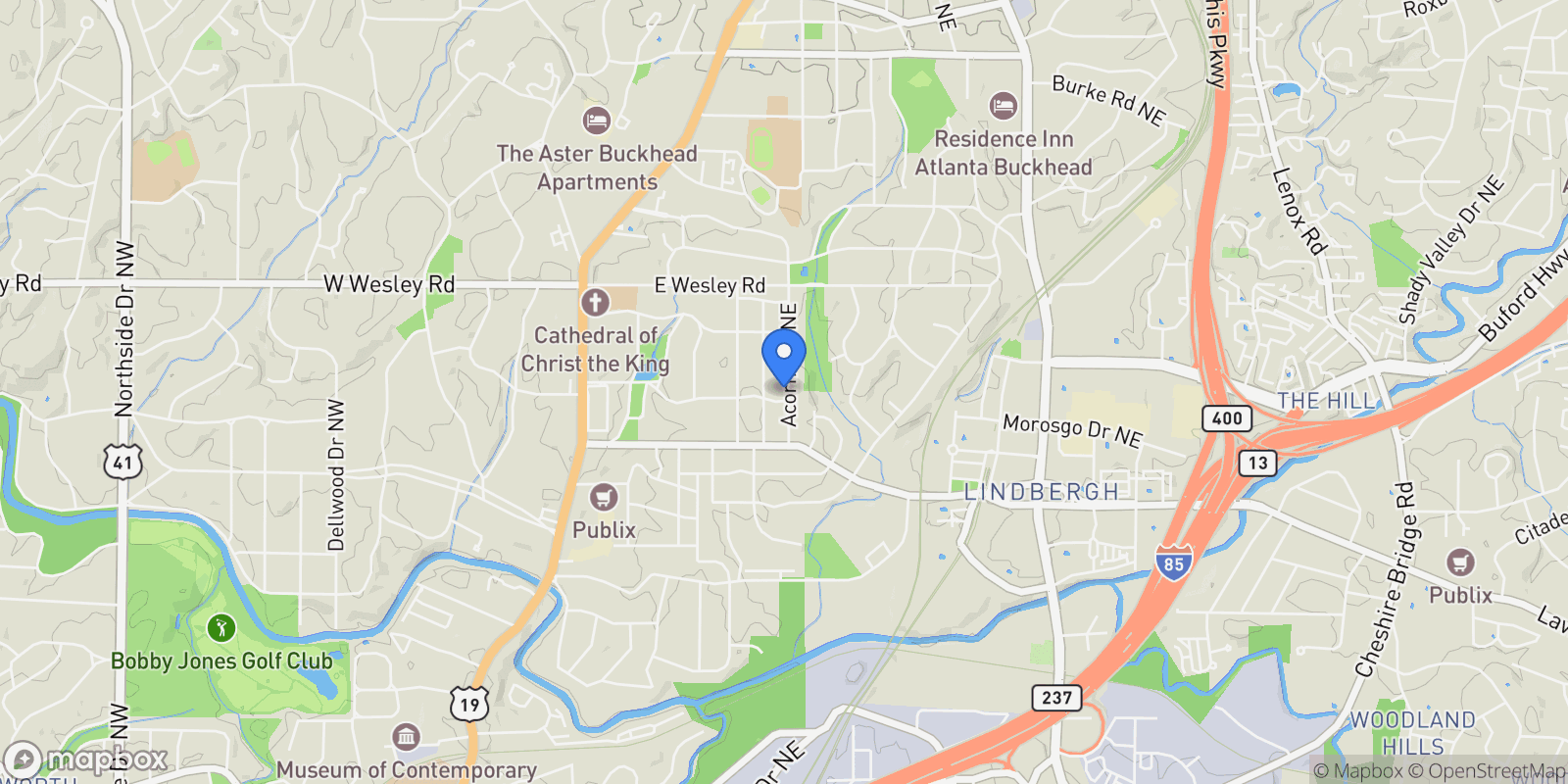 Map showing 284 Lakeview Avenue NE, Atlanta, Georgia, United States.