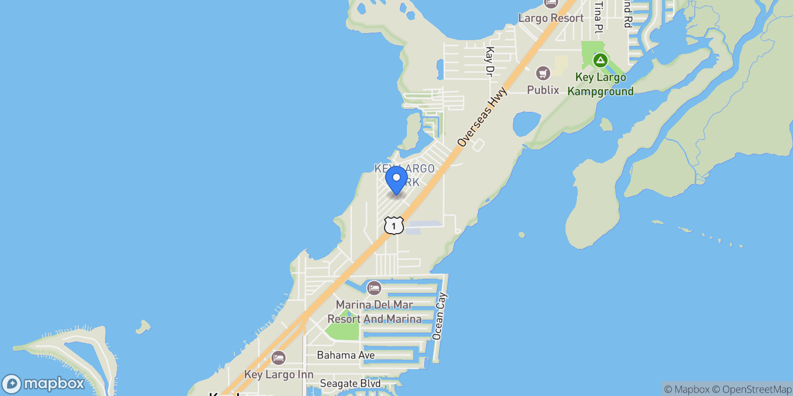Map showing 30 Coconut Drive, Key Largo, Florida, United States.