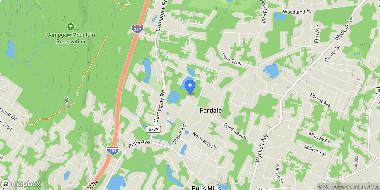 Map showing 28 Feldman Court, Mahwah, New Jersey, United States.