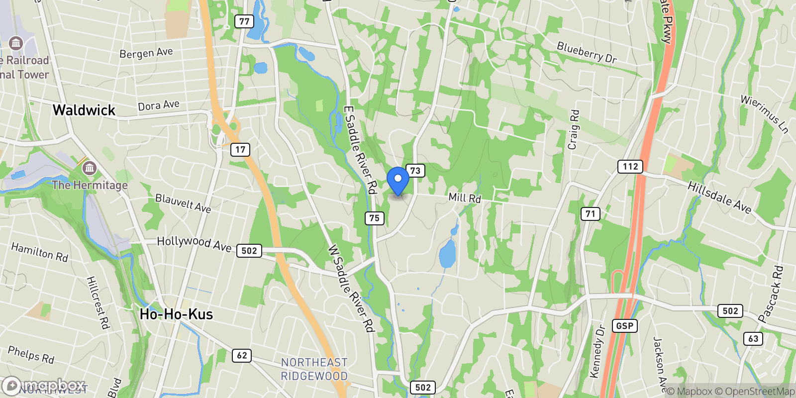 Map showing 121 Jacquelin Avenue, Ho-Ho-Kus, New Jersey, United States.