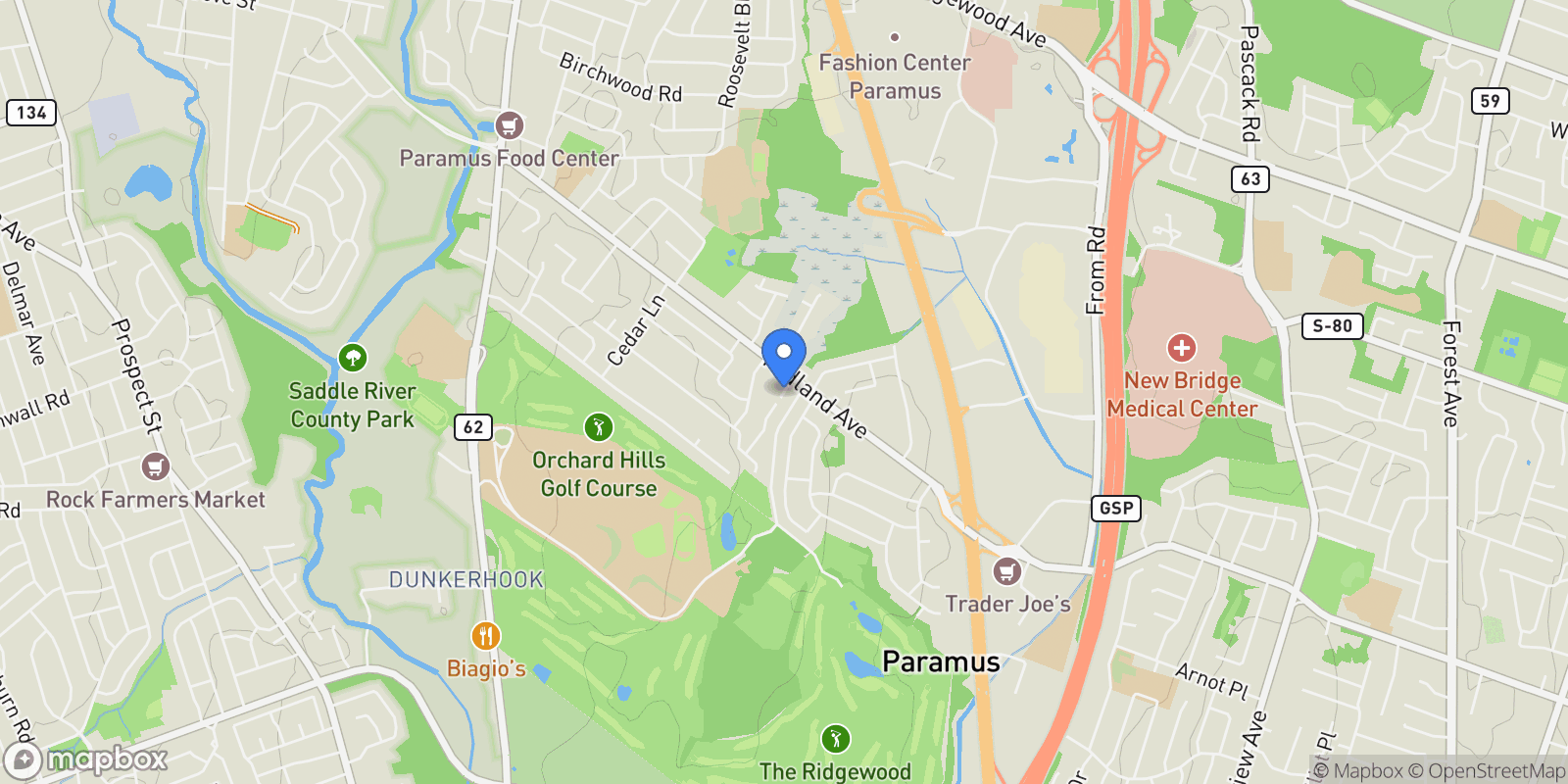 Map showing 11 Gabriel Court #11, Paramus, New Jersey, United States.