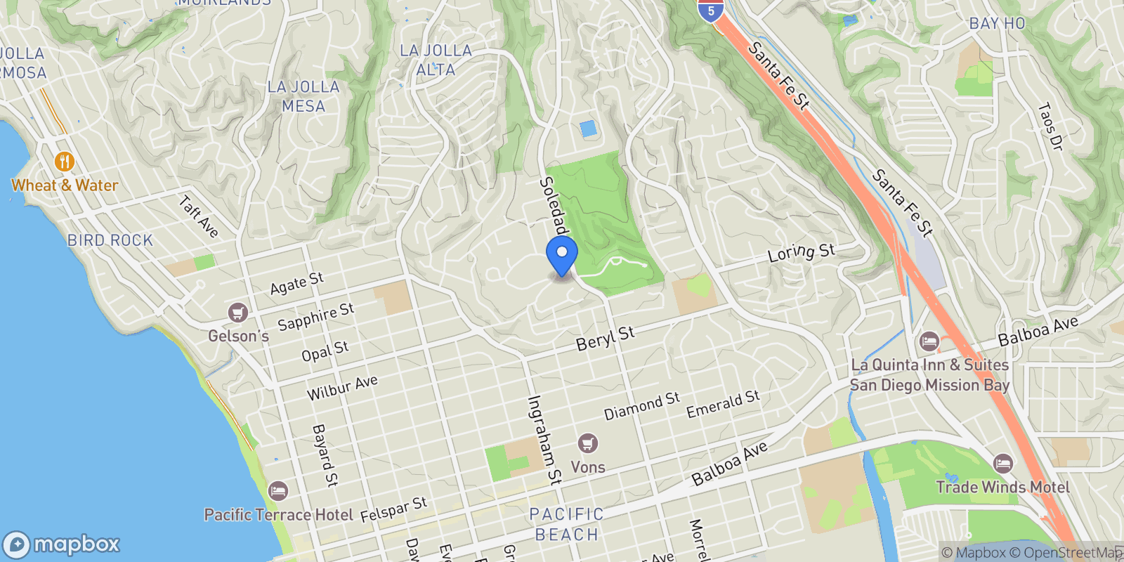 Map showing 1645 Los Altos, San Diego, California, United States.