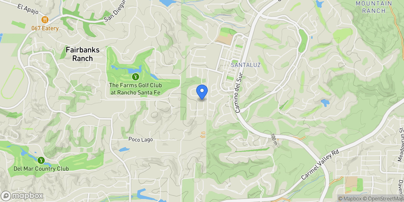 Map showing 7442 Rancho Cabrillo Trail, Rancho Santa Fe, California, United States.