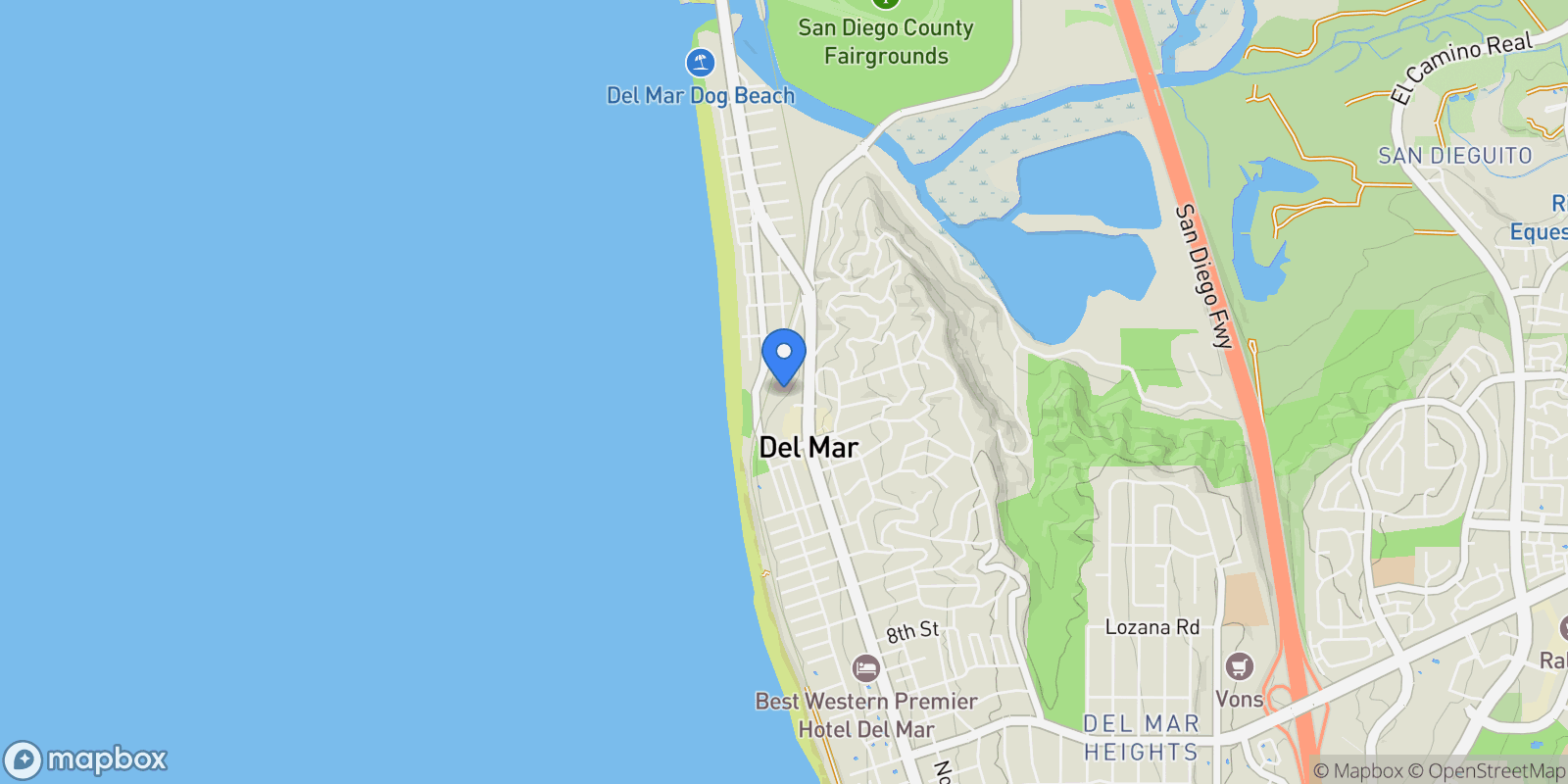 Map showing 1562 Camino del Mar, Del Mar, California, United States.