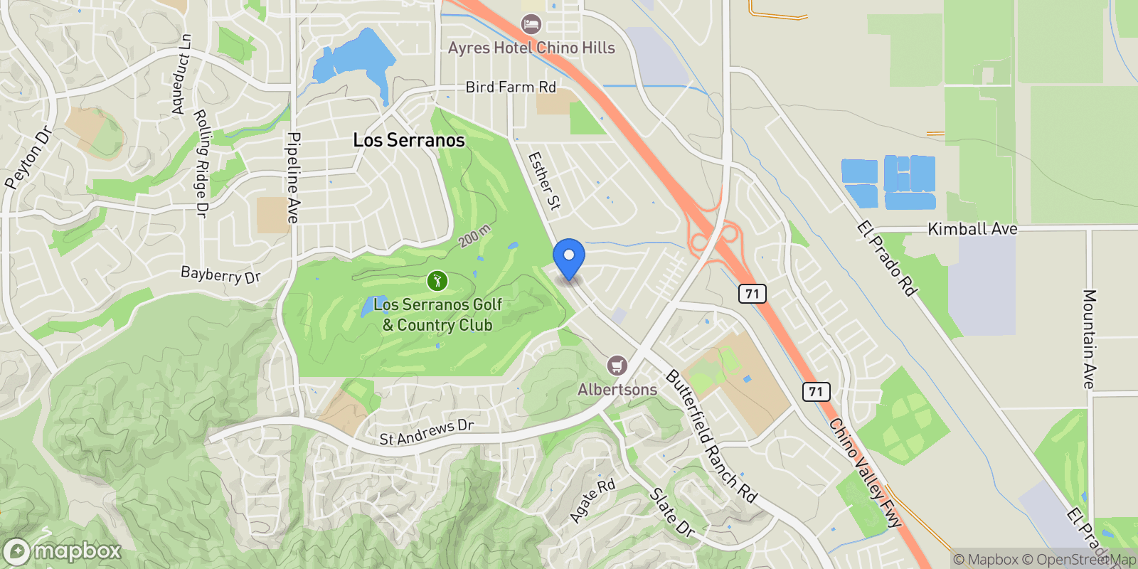 Map showing 15849 Tanberry Drive, Chino Hills, California, United States.