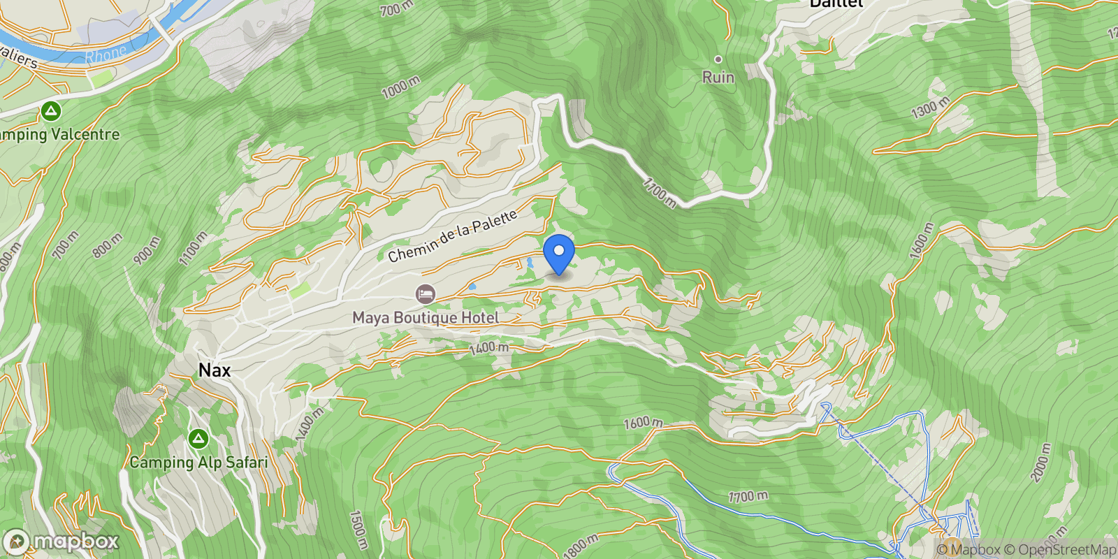 Map showing 1973 Nax, Switzerland, Mont-Noble, Valais, Switzerland.