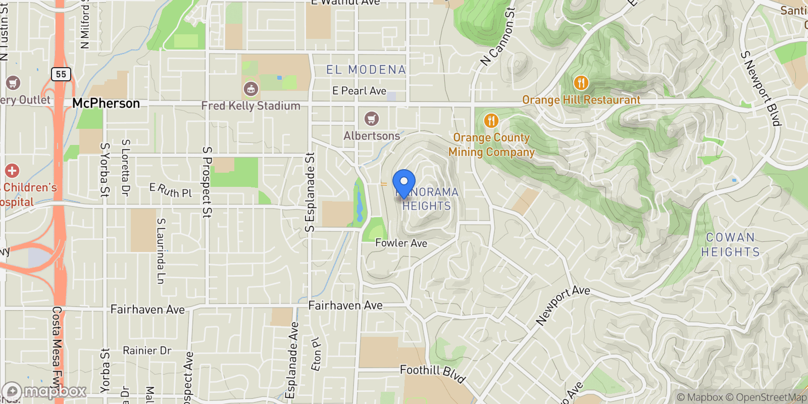 Map showing 12284 Circula Panorama, Santa Ana, California, United States.