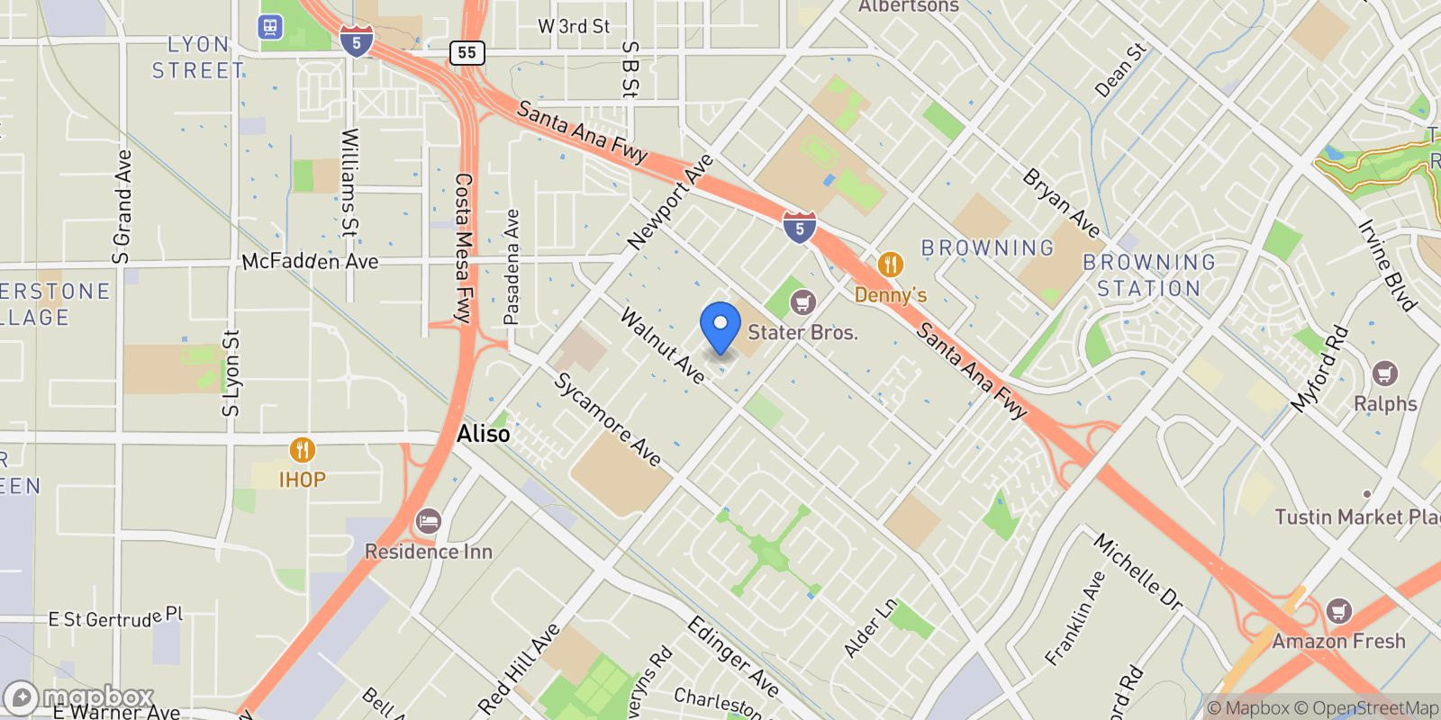 Map showing 1381 Penrith, Tustin, California, United States.