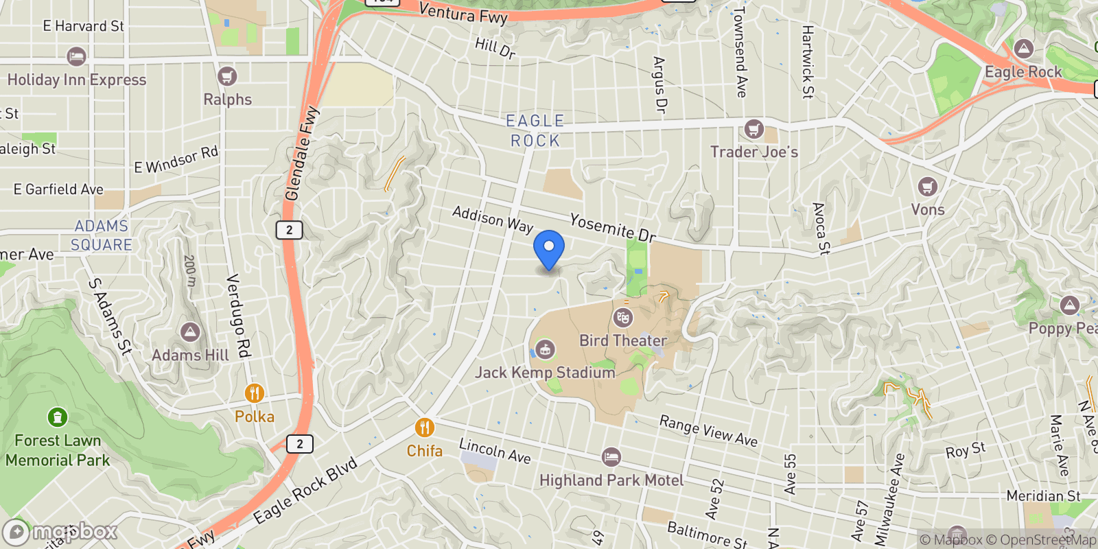 Map showing 2035 Las Colinas Avenue, Los Angeles, California, United States.