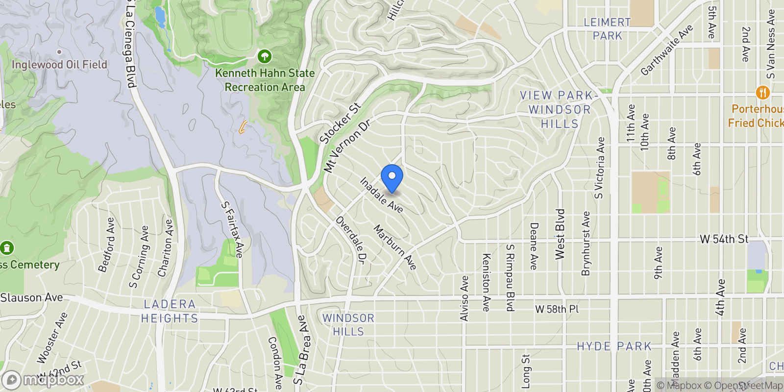 Map showing 5057 Inaglen Way, Los Angeles, California, United States.