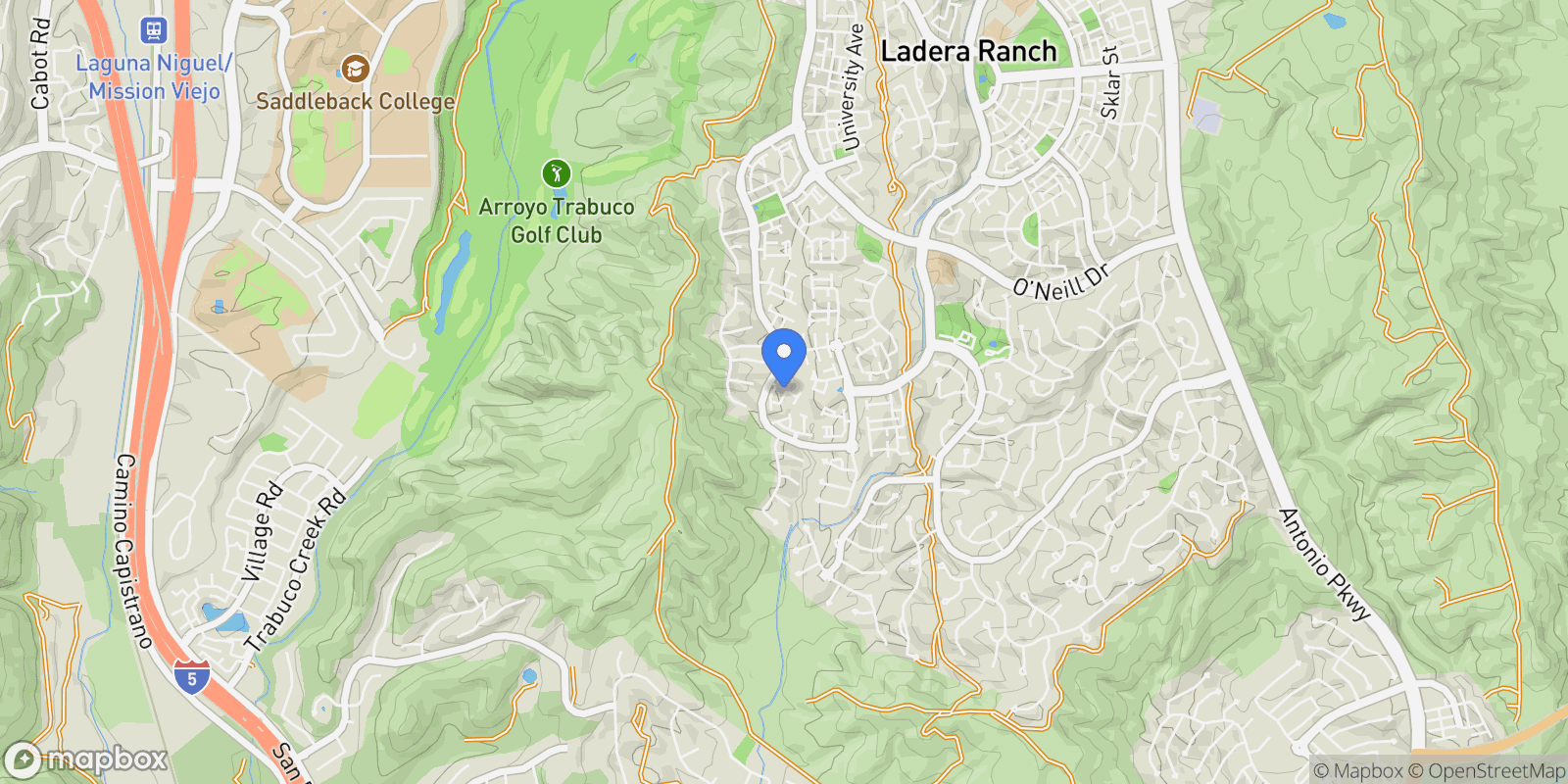 Map showing 21 Thorp, Ladera Ranch, California, United States.