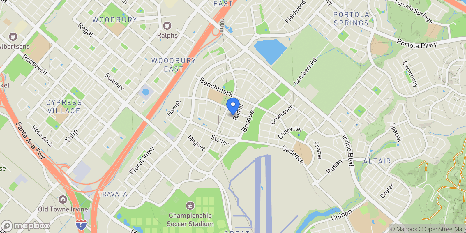 Map showing 117 Cruiser, Irvine, California, United States.