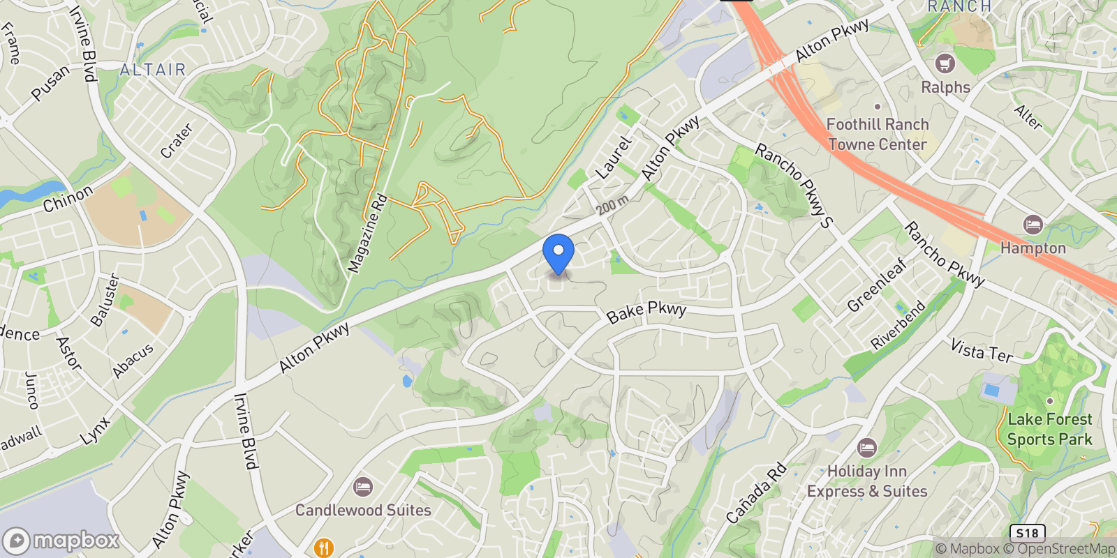 Map showing 14 Snowberry, Lake Forest, California, United States.