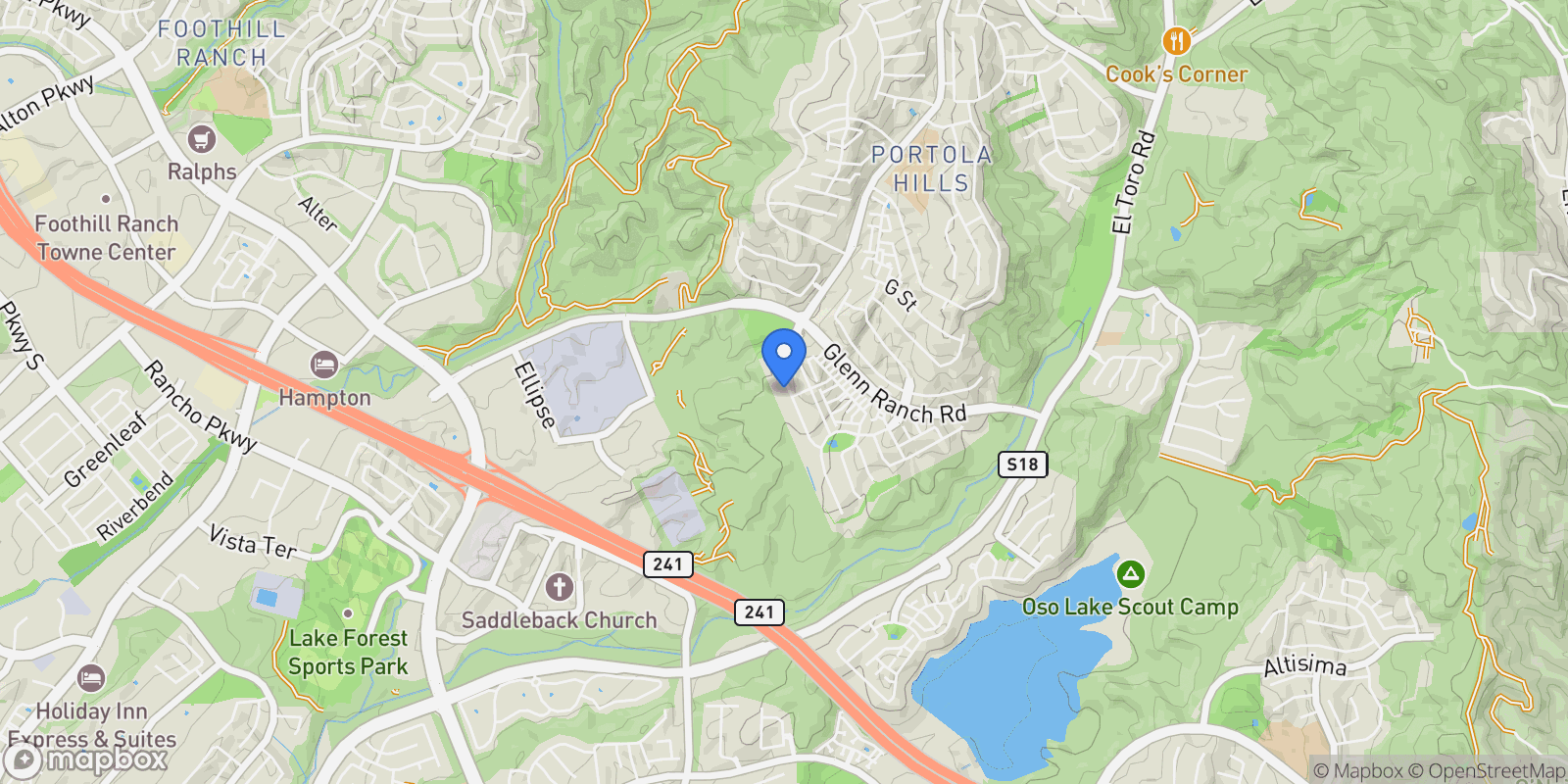 Map showing 1186 Viejo Hills Dr, Trabuco Canyon, California, United States.