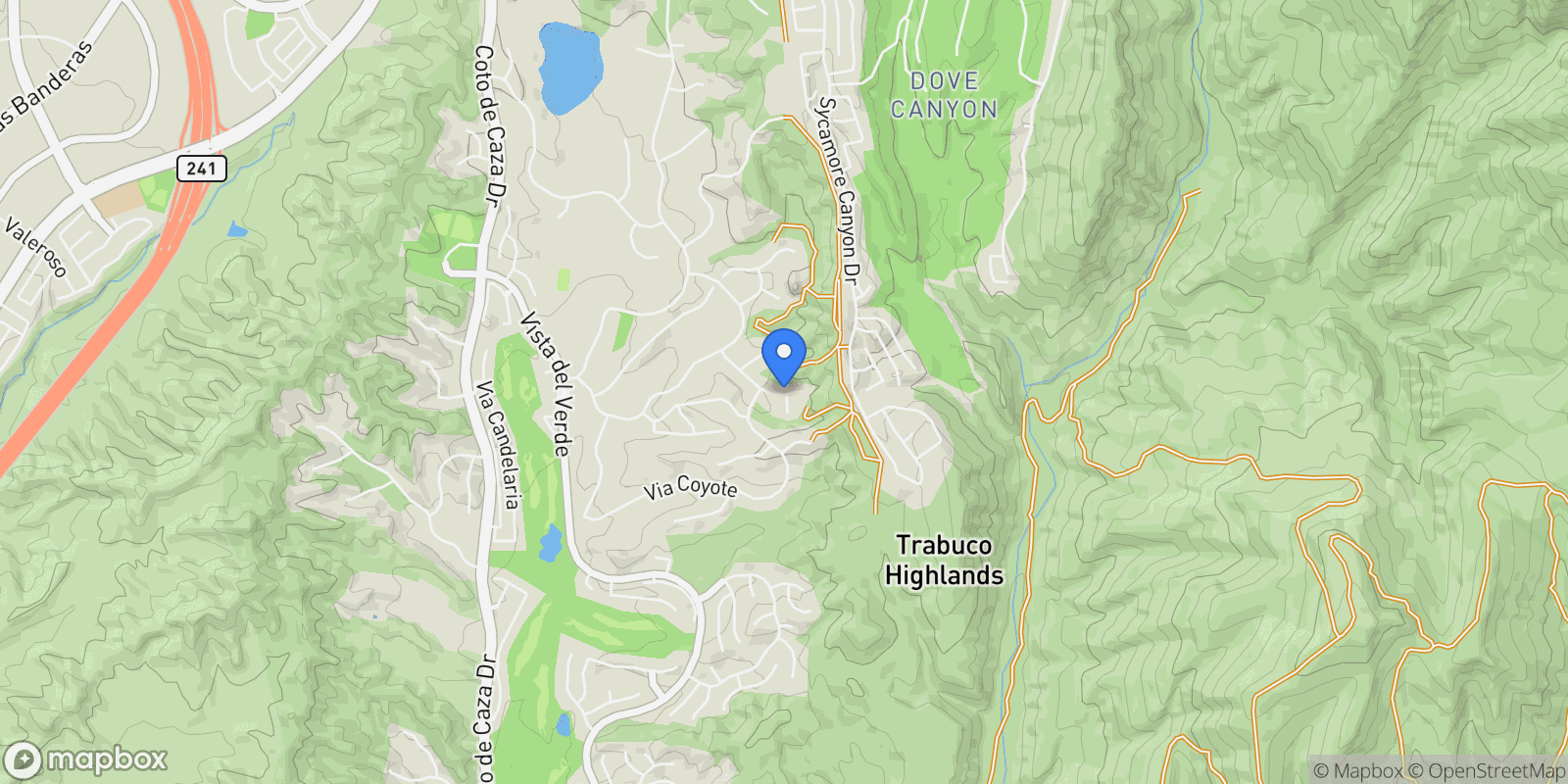 Map showing 31991 VIAPAVO REAL, Trabuco Canyon, California, United States.