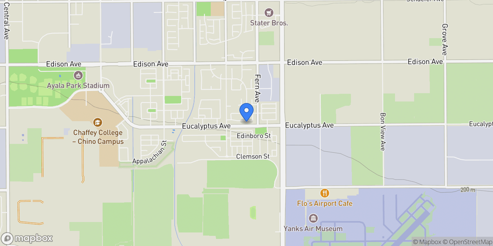 Map showing 6829 Birmingham Drive, Chino, California, United States.