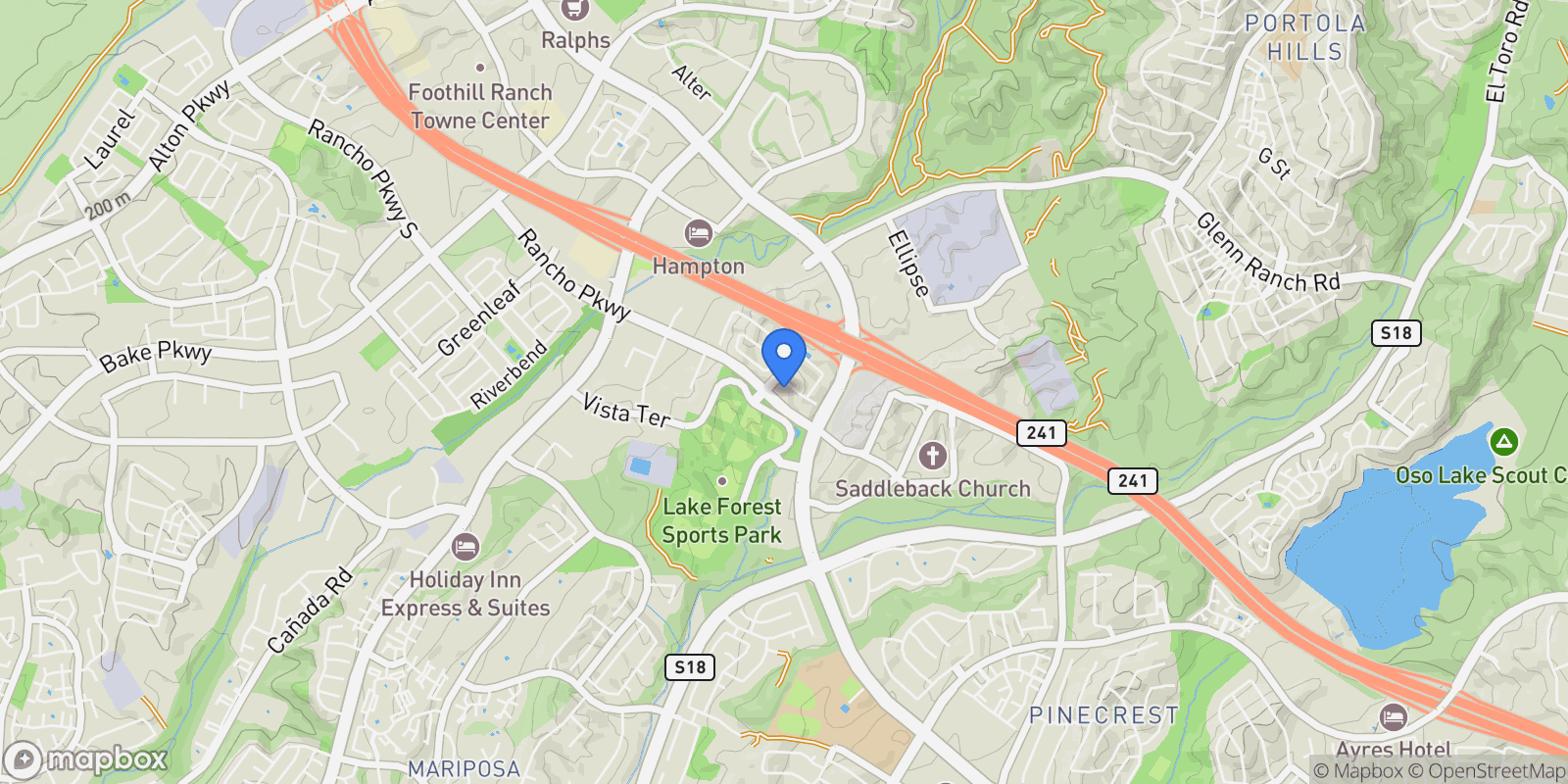 Map showing 215 Bryce Run, Lake Forest, California, United States.