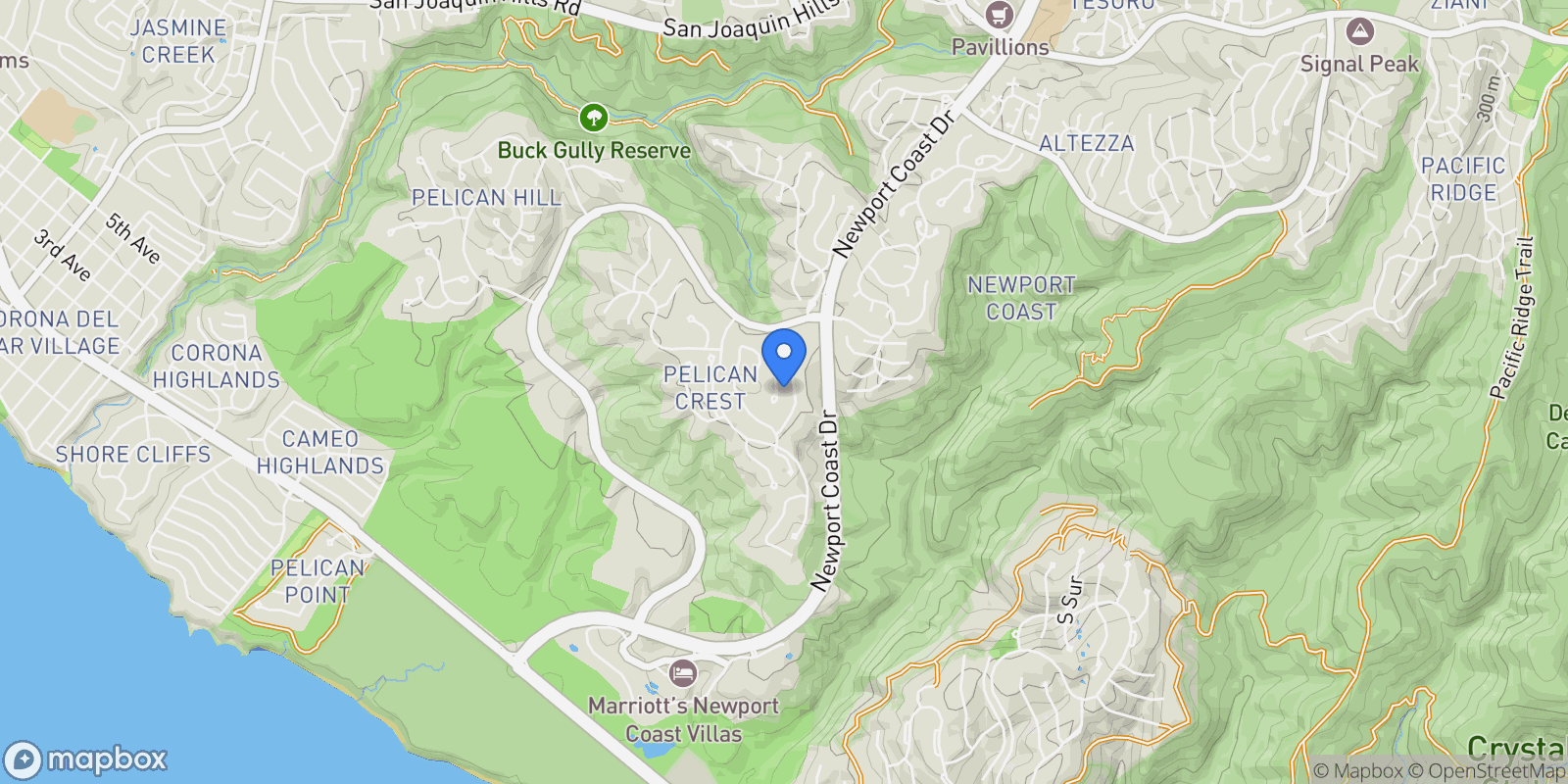 Map showing 7 Shoreridge, Newport Beach, California, United States.