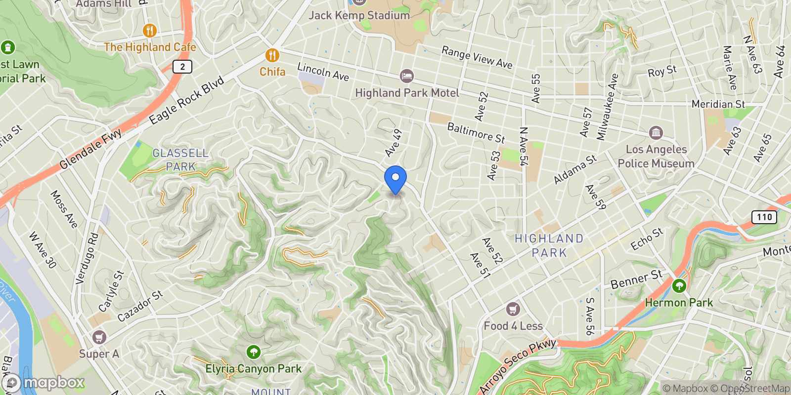 Map showing 4844 San Rafael, Los Angeles, California, United States.