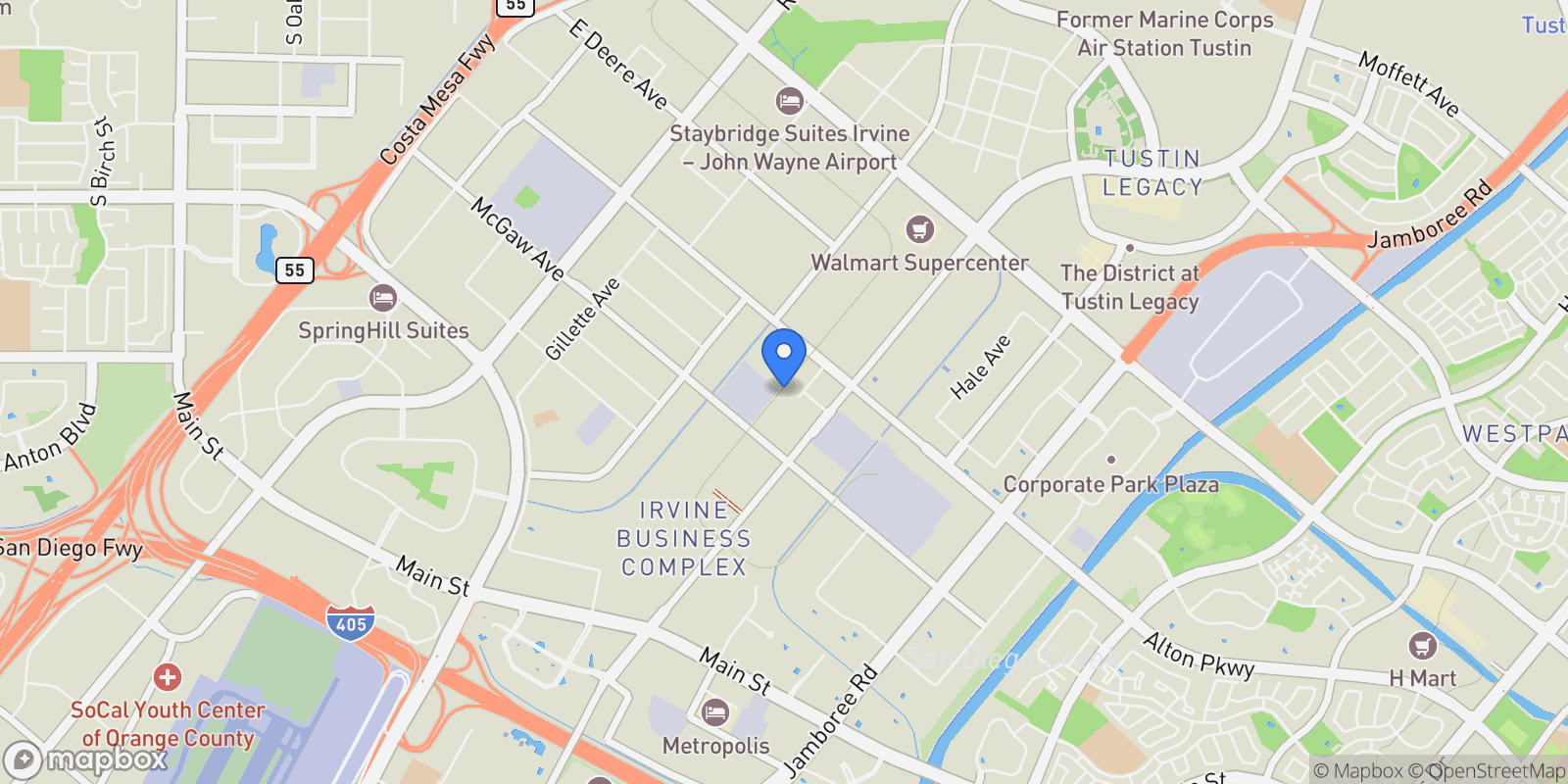 Map showing 249 Steely, Irvine, California, United States.