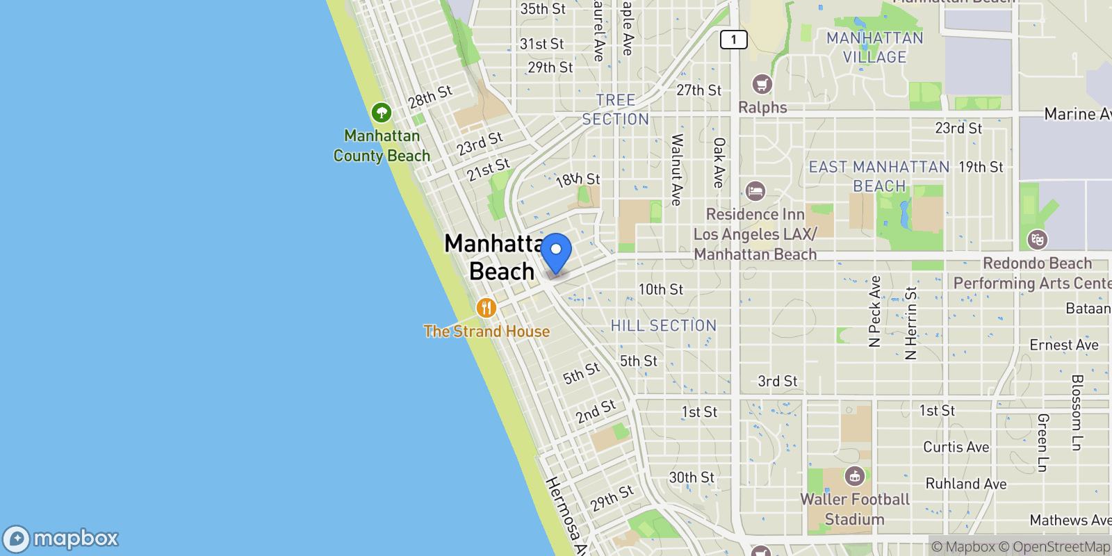 Map showing 525 Manhattan Beach Boulevard, Manhattan Beach, California, United States.