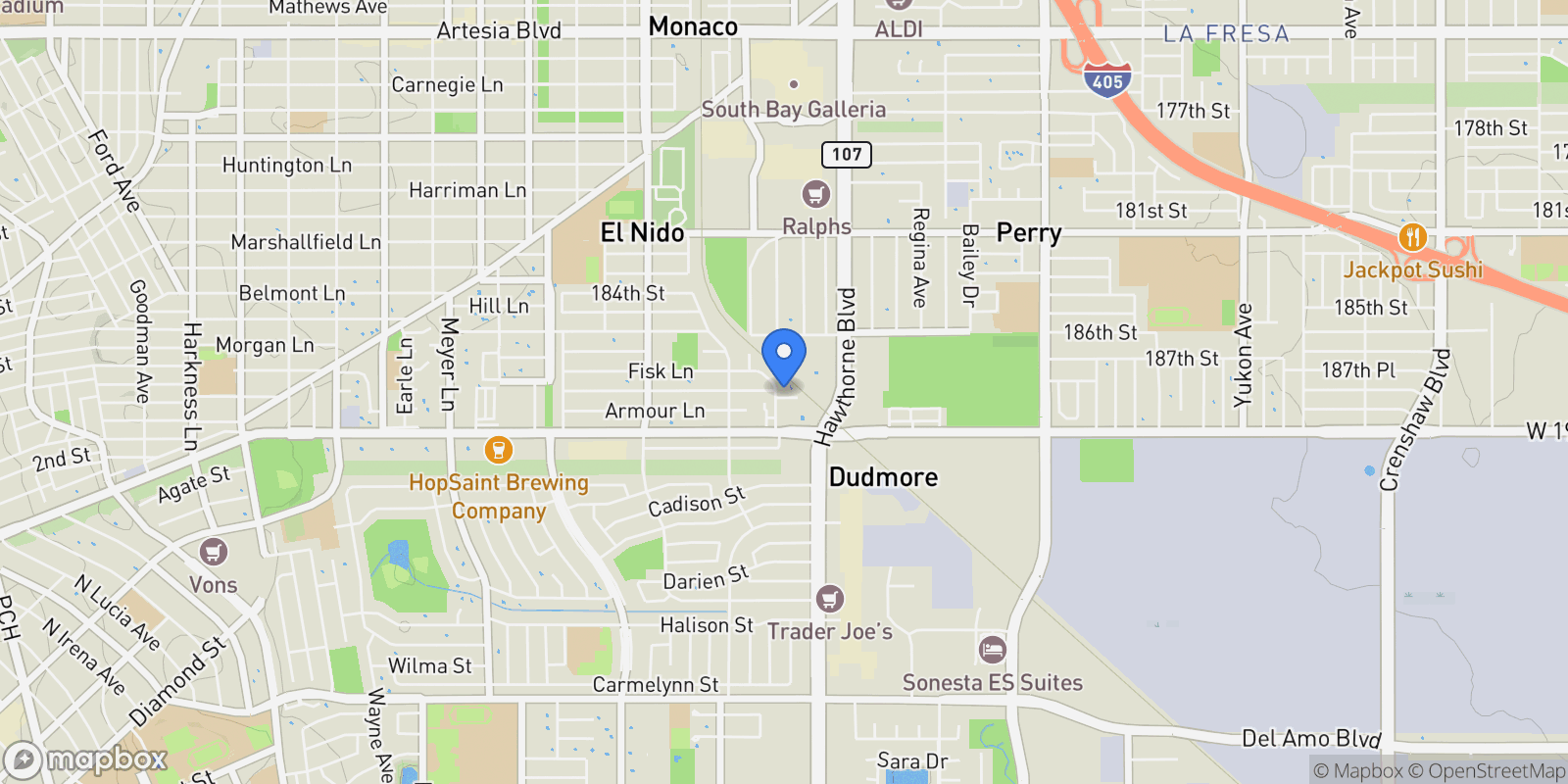 Map showing 2905 Spreckels Court, Torrance, California, United States.