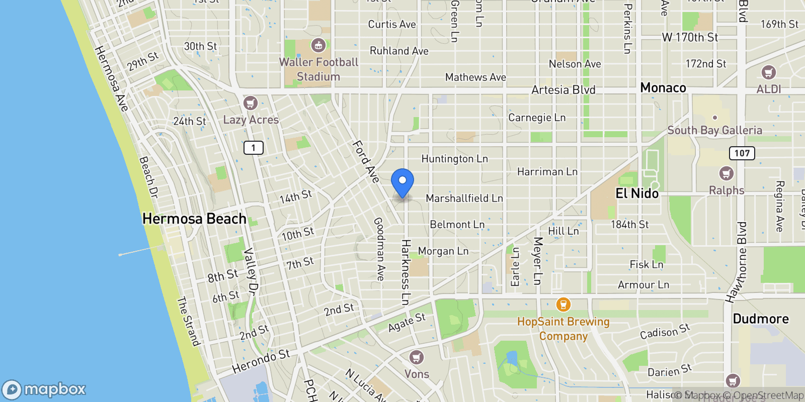 Map showing 1714 Marshallfield A, Torrance, California, United States.