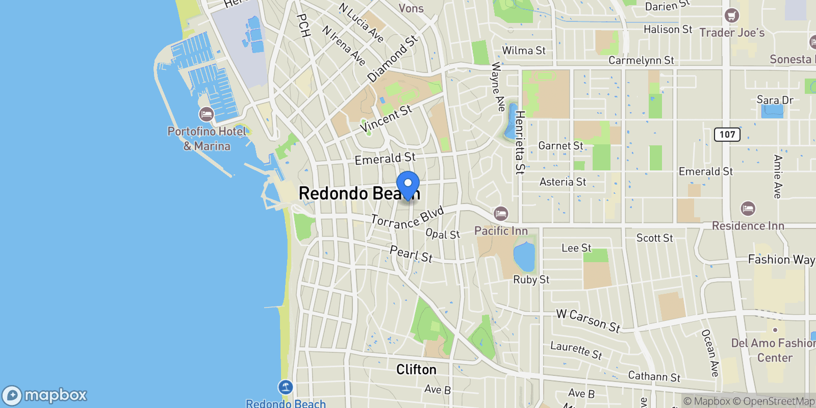 Map showing 223 S Irena Avenue B, Torrance, California, United States.