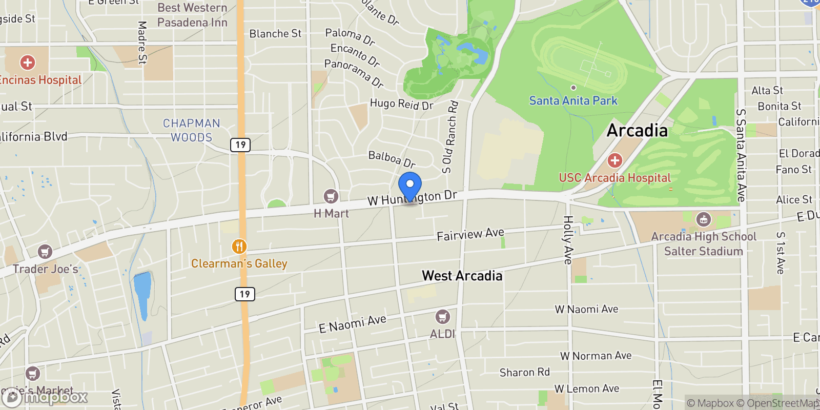 Map showing 853 W Huntington B, Arcadia, California, United States.