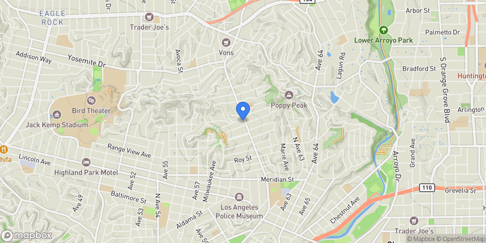 Map showing 6849 N Figueroa Street, Los Angeles, California, United States.