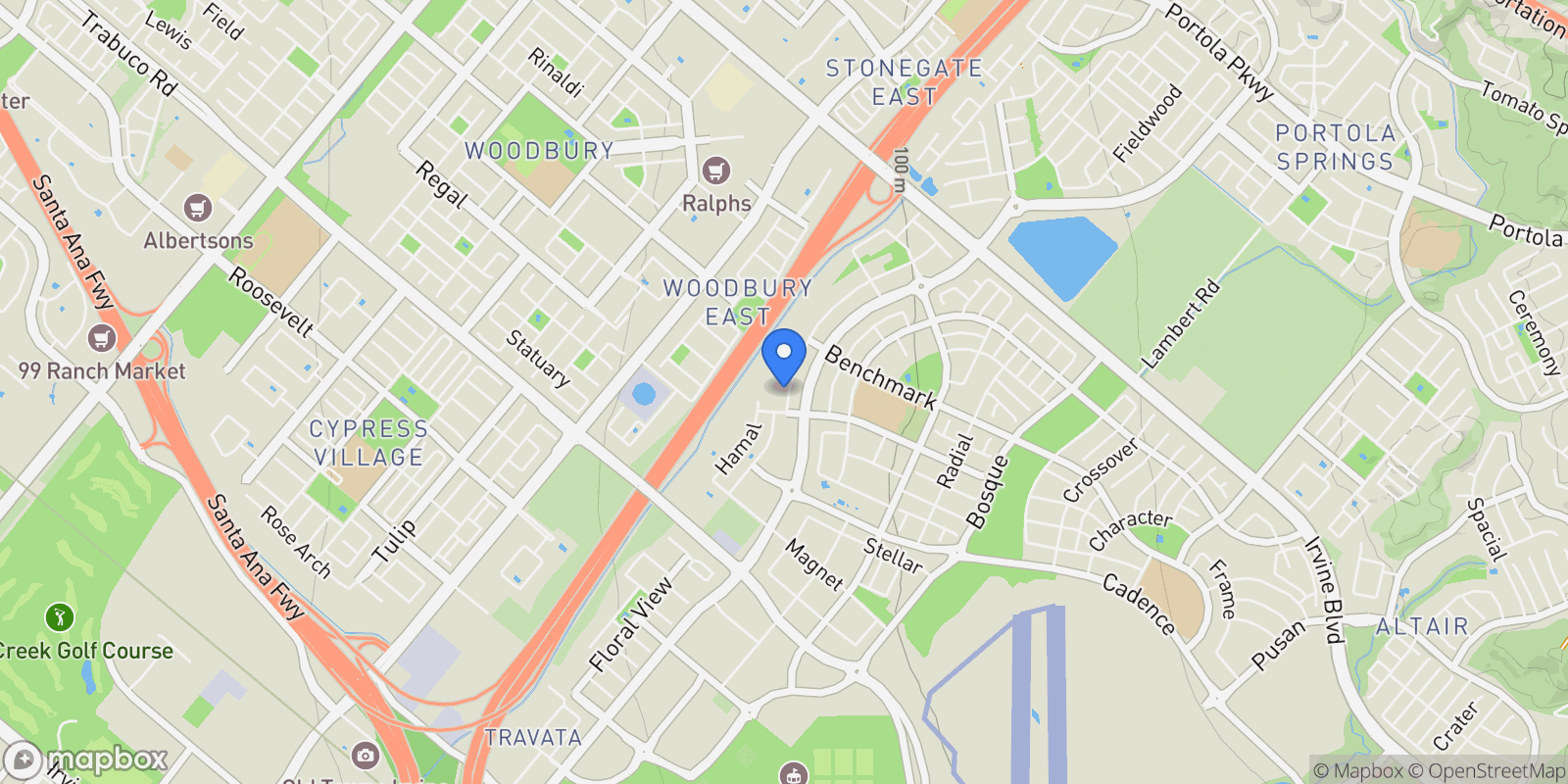 Map showing 121 Novel, Irvine, California, United States.