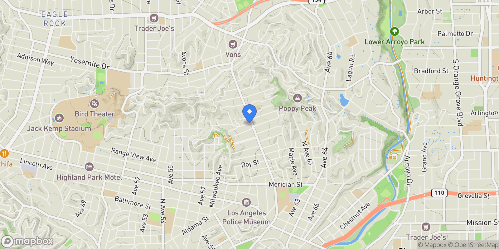 Map showing 6050 E Burwood Avenue, Los Angeles, California, United States.