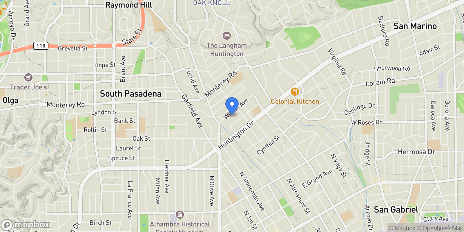 Map showing 1416 Wilson Avenue, San Marino, California, United States.