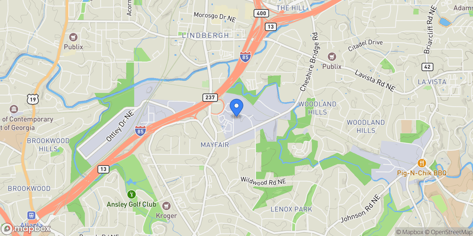 Map showing 2061 Telfair Circle NE, Atlanta, Georgia, United States.