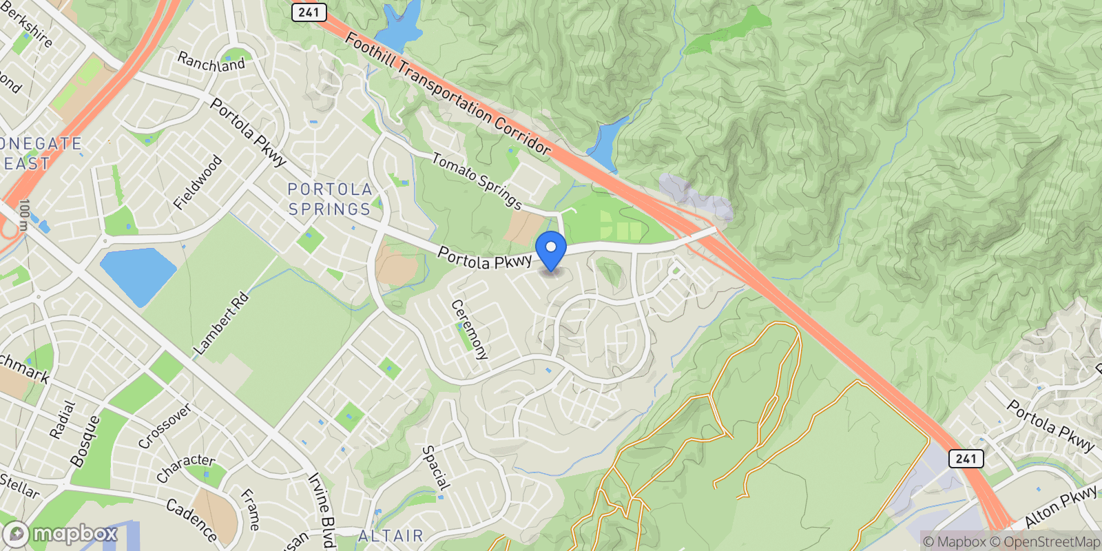 Map showing 121 Tall Reed, Irvine, California, United States.