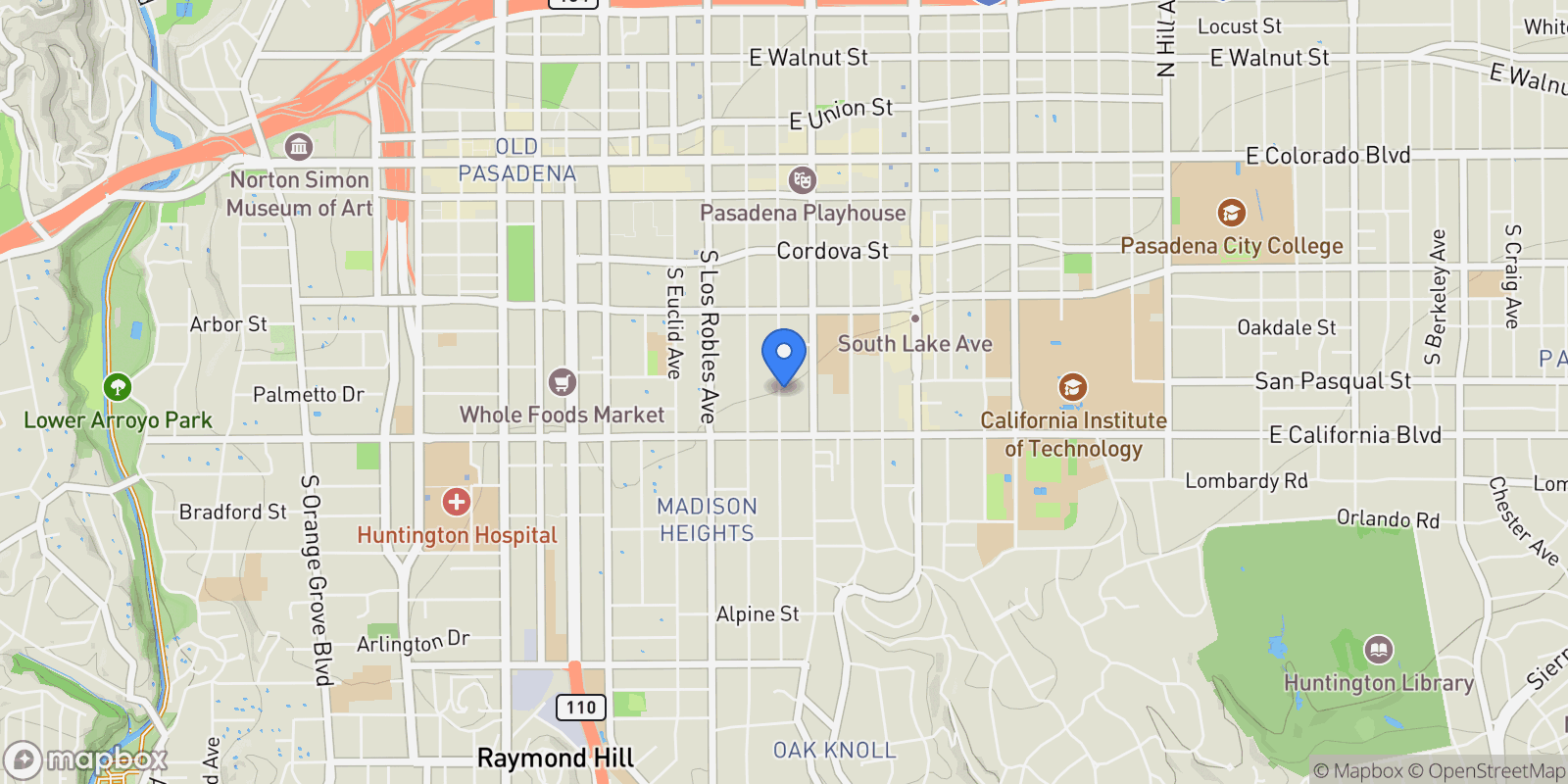 Map showing 482 S Madison Avenue 1, Altadena, California, United States.