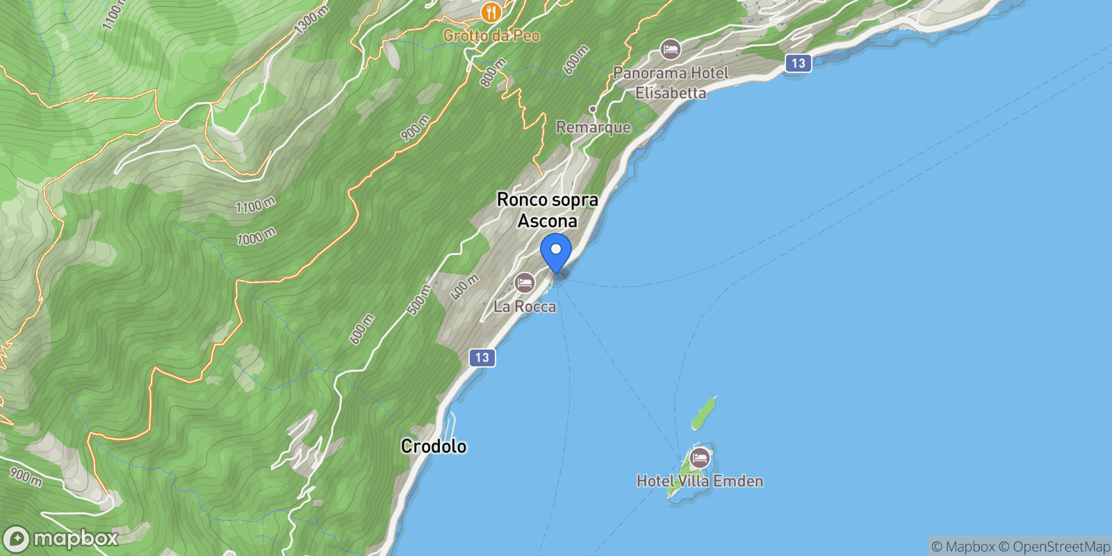 Map showing Via Cantonale, Ronco sopra Ascona, Ticino, Switzerland.
