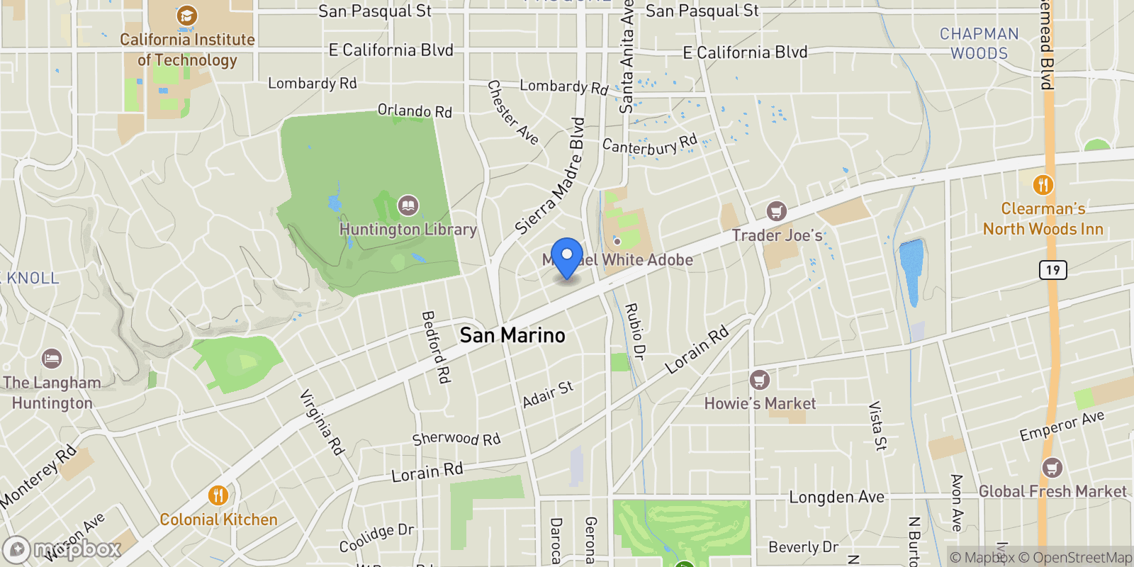 Map showing 2460 Cumberland, San Marino, California, United States.