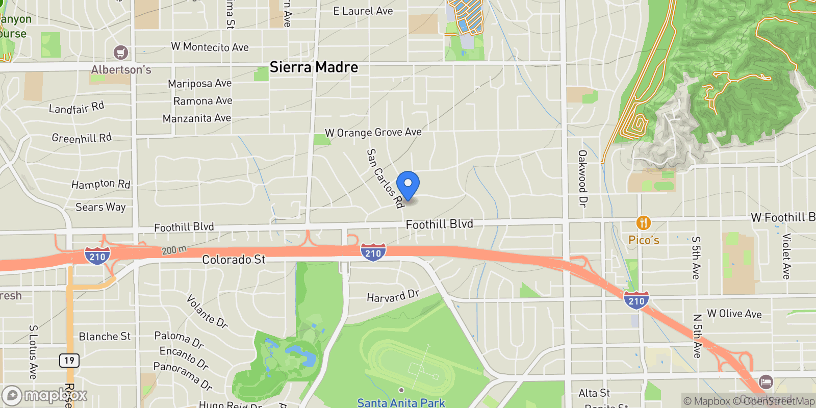 Map showing 330 Arbolada Drive, Arcadia, California, United States.