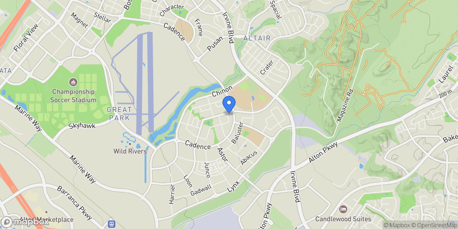 Map showing 202 Keeper, Irvine, California, United States.