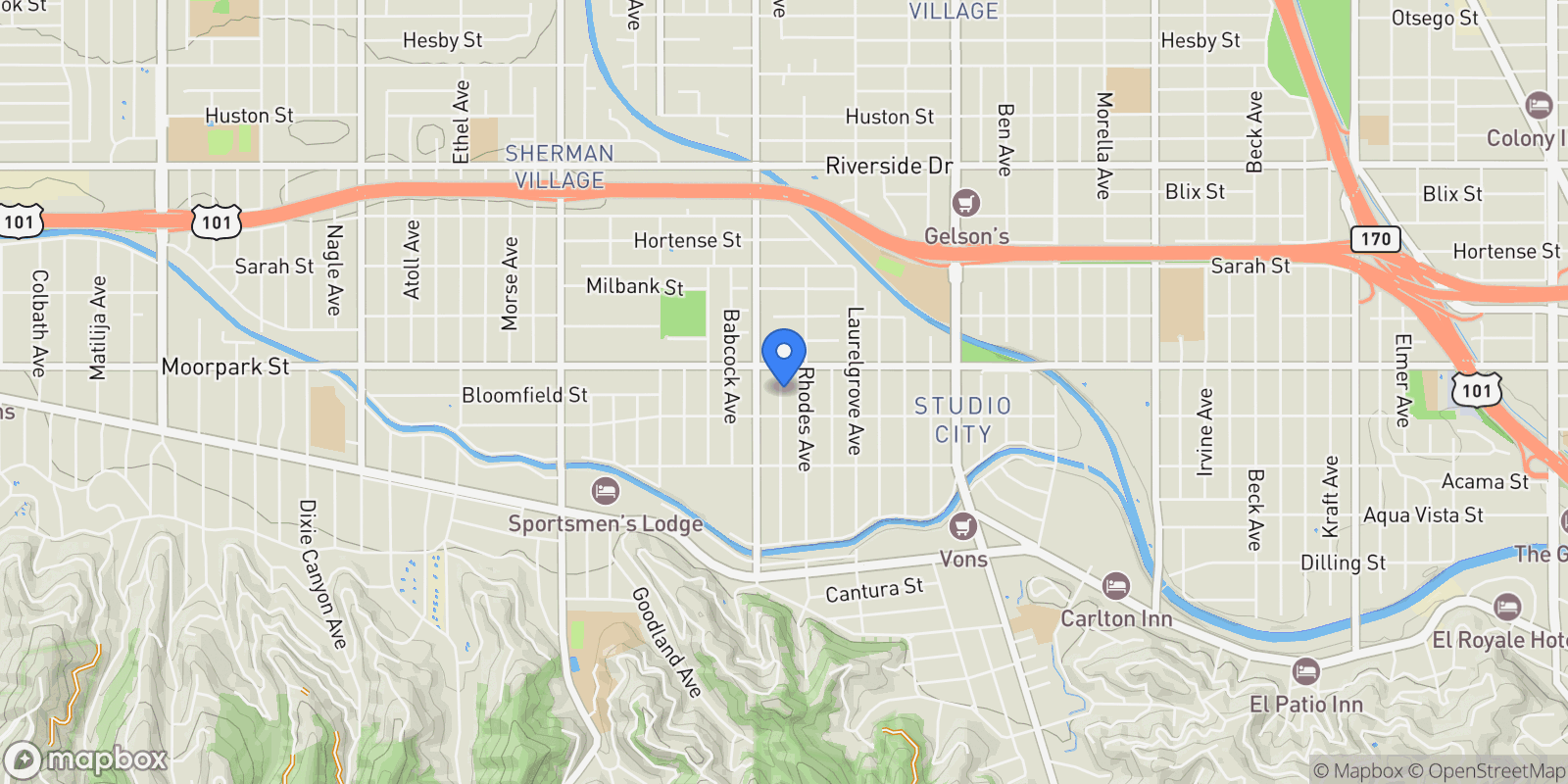 Map showing 4328 Wilkinson Avenue, Los Angeles, California, United States.