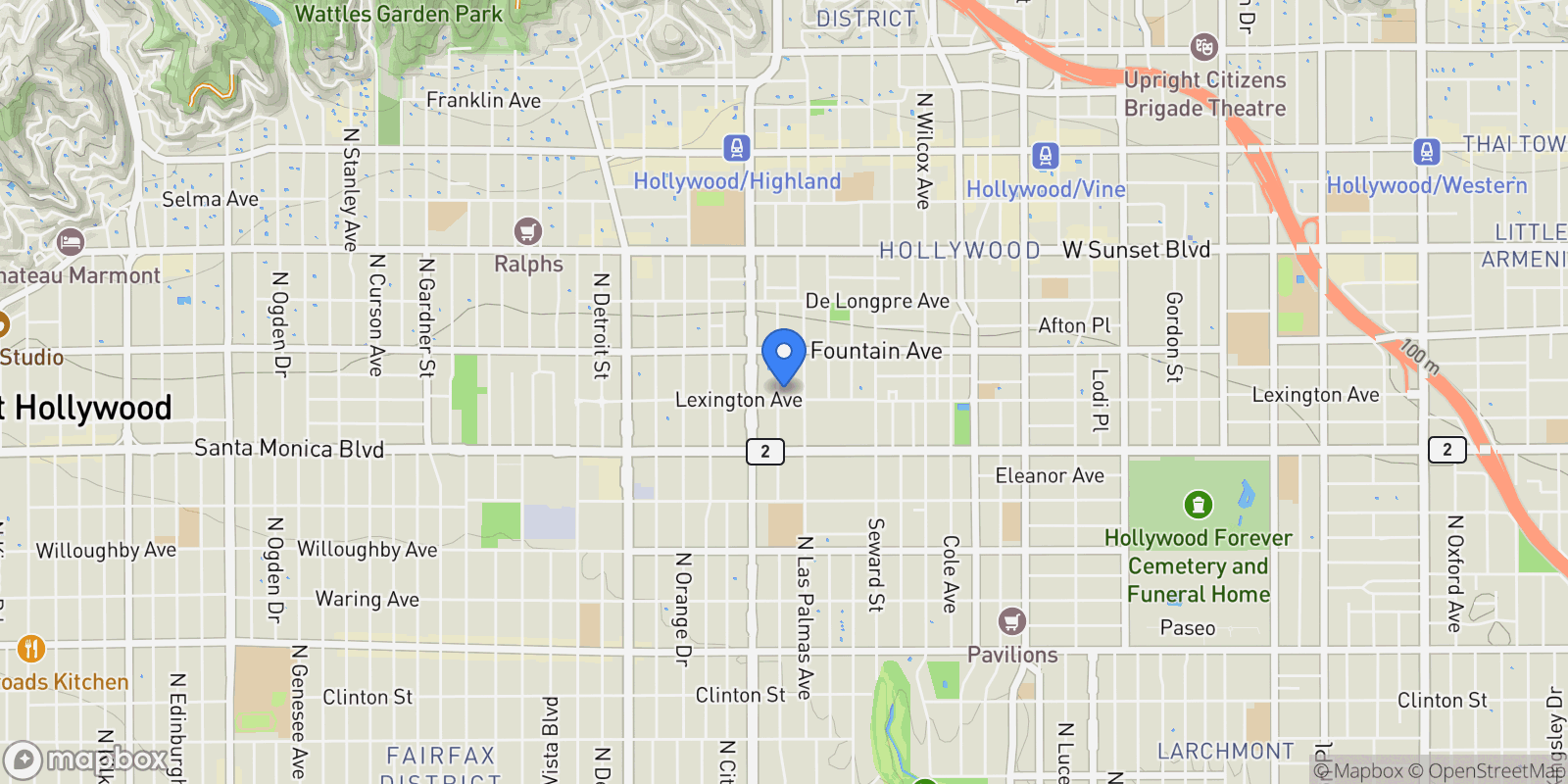 Map showing 6732 W HEPBURN Way, Los Angeles, California, United States.